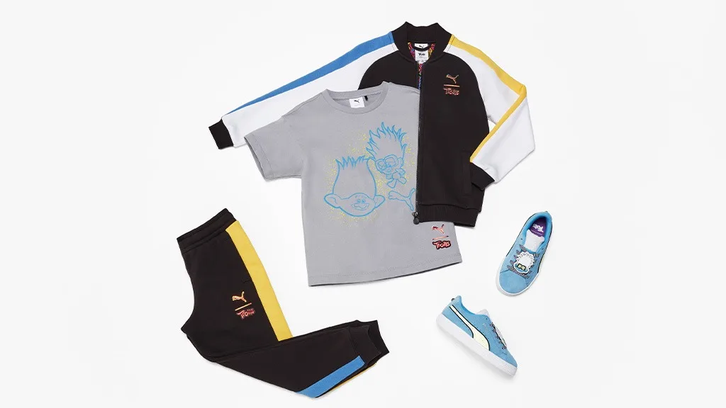 I bambini possono indossare i loro personaggi preferiti di "Trolls" nella nuova collaborazione con PUMA