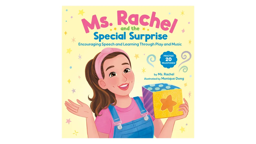 Ms. Rachel presenta libri per bambini, tra cui "Ms. Rachel e la sorpresa speciale!"