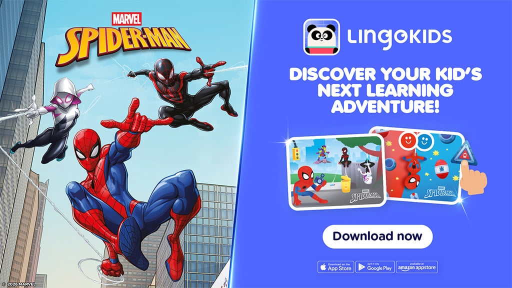 Tuffati nella grammatica con i nuovi giochi di Spider-Man su Lingokids!