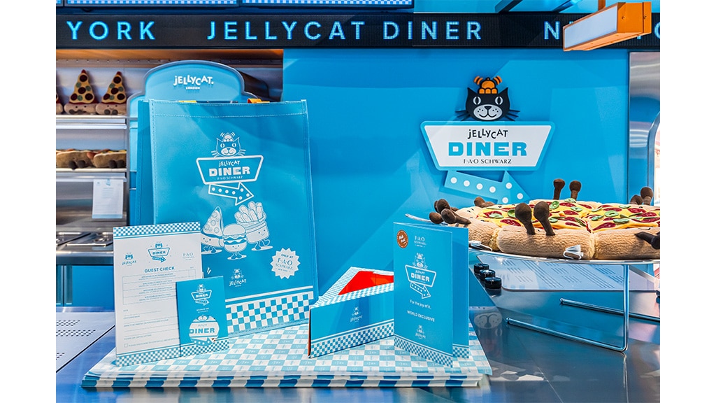 Il Jellycat Diner presenta una figura di peluche con menu