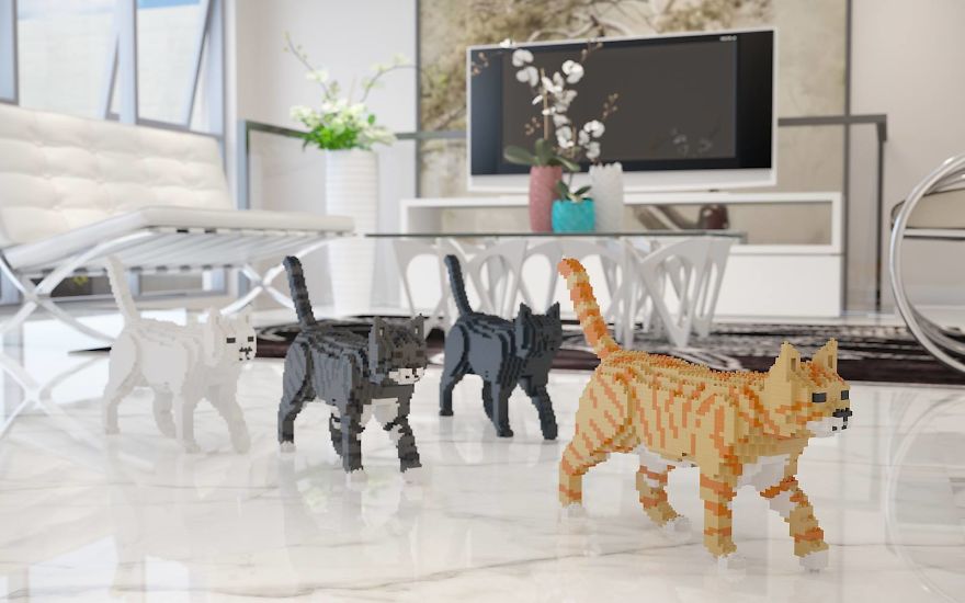 Nuova mania per gli animali domestici: gatti LEGO in abbondanza.