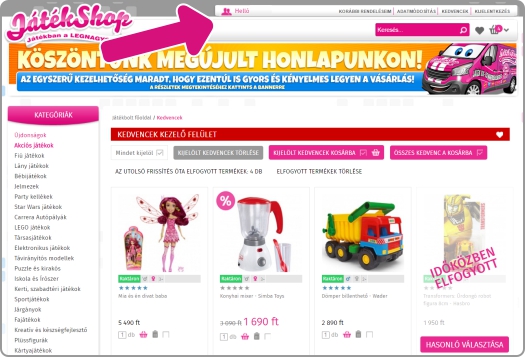 Benvenuto nel rinnovato negozio online JátékShop!