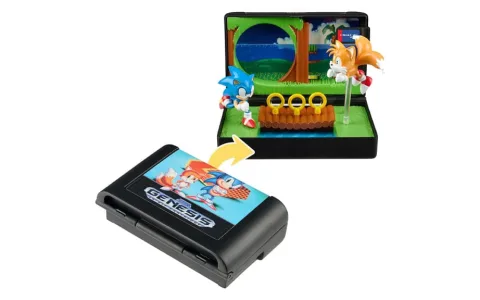 Eroi delle Console Wilder Toys: Sonic, il riccio di terra diorama a cartuccia da collezione