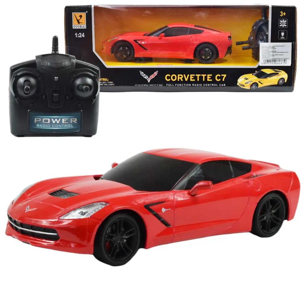 Auto RC con telecomando Chevrolet Corvette C7 in scala 1/24, 19 cm, disponibile in diversi colori, 1 pezzo
