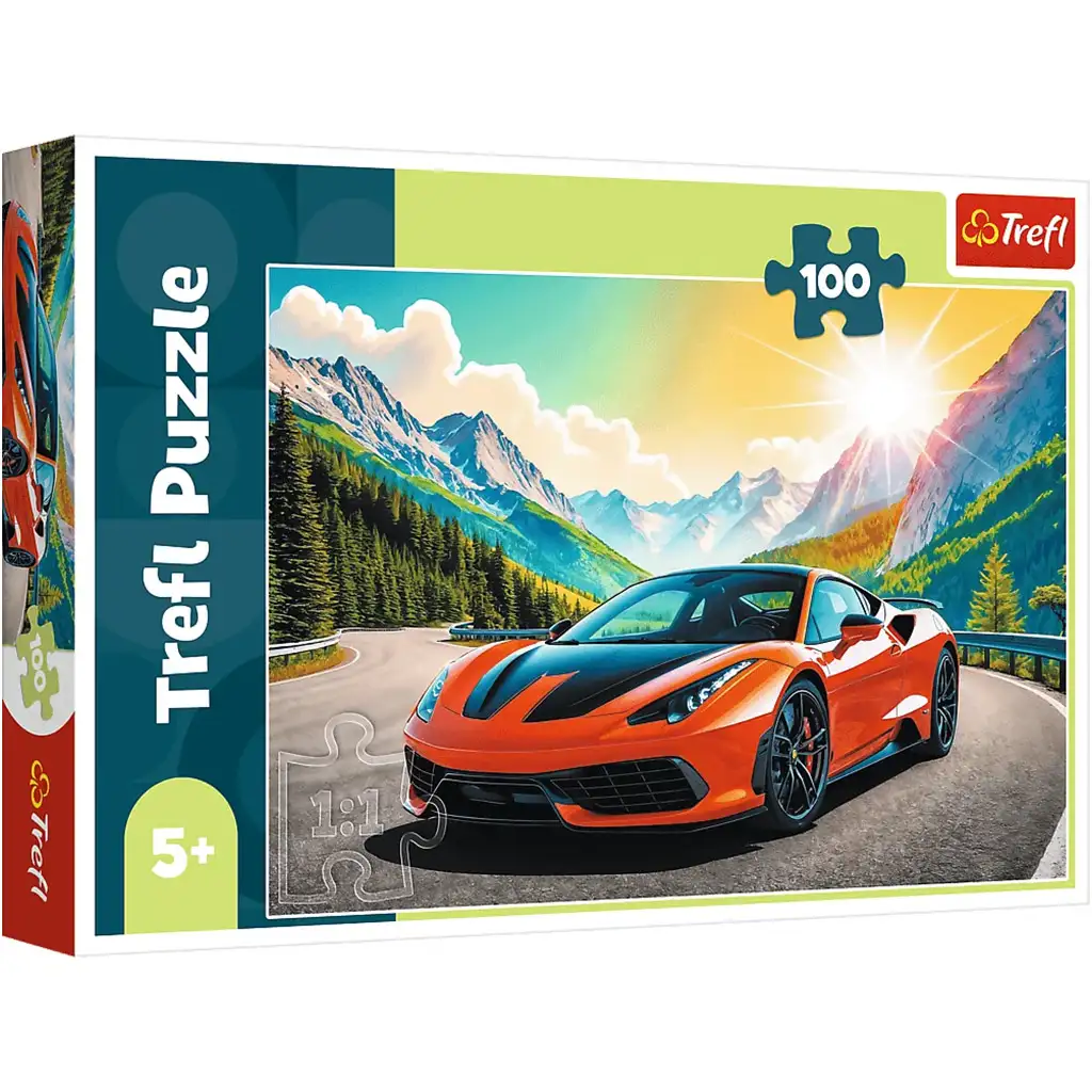 Auto sportiva tra le montagne puzzle da 100 pezzi - Trefl