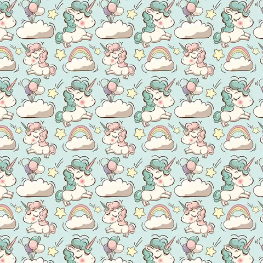 Carta da regalo con unicorni in colori pastello 100x70 cm