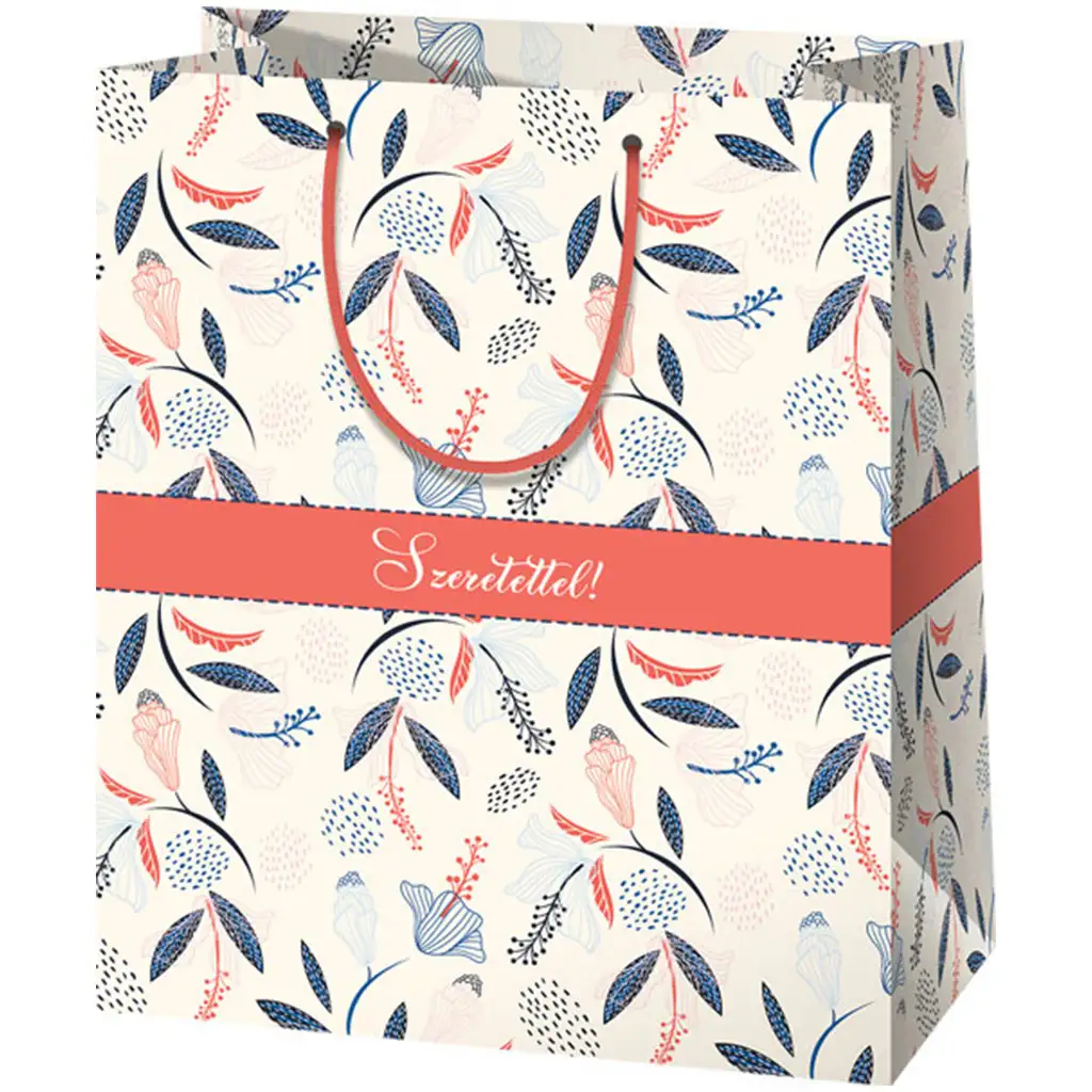 Con affetto! Borsa regalo gigante con fiori colorati 33x15x44cm