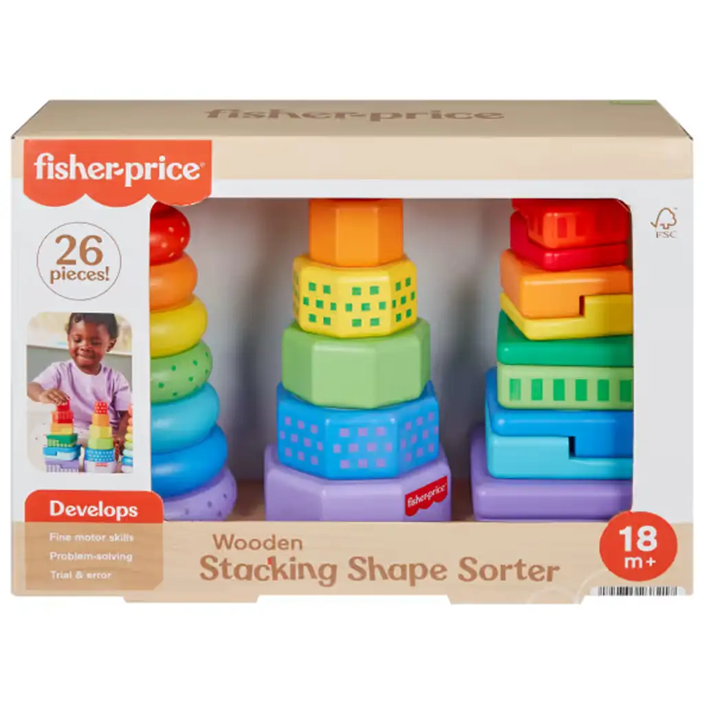 Fisher-Price Set di giochi piramide impilabile e selezionatore di forme colorate - Mattel