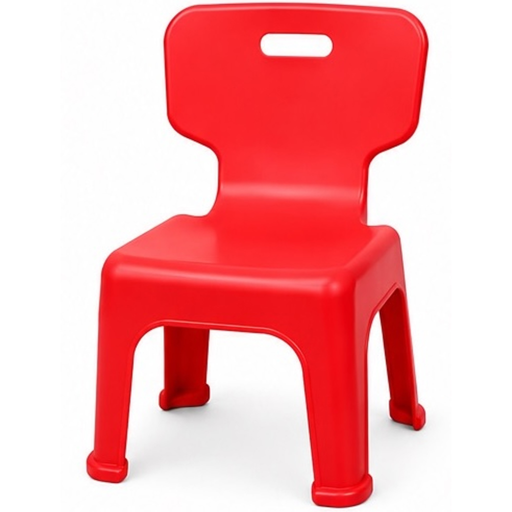 Grande sedia per bambini di colore rosso.
