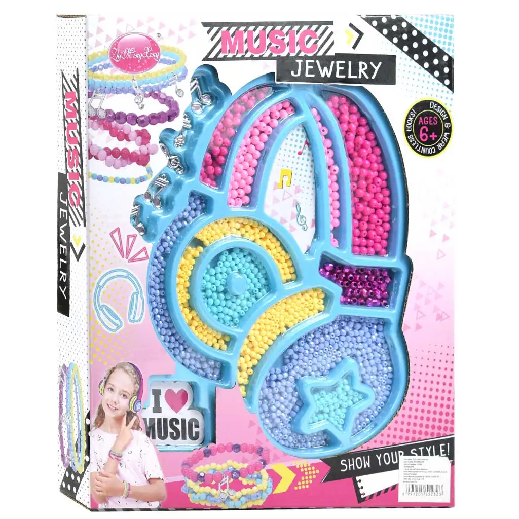 Mostra il tuo stile: Set per creare gioielli con perline in una custodia a forma di cuffie con oltre 200 perline colorate e accessori