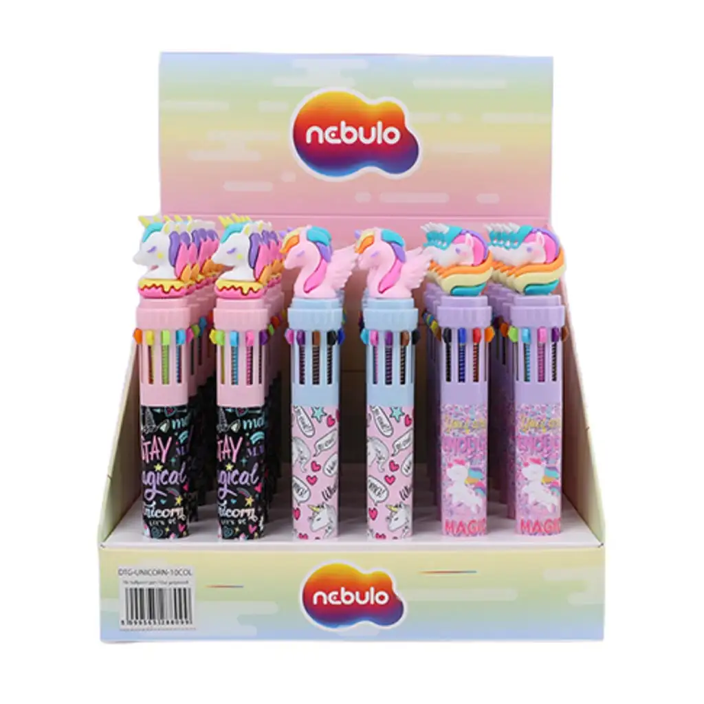 Nebulo: penna a sfera con 10 colori, design Unicorno, vari tipi, 1 pezzo