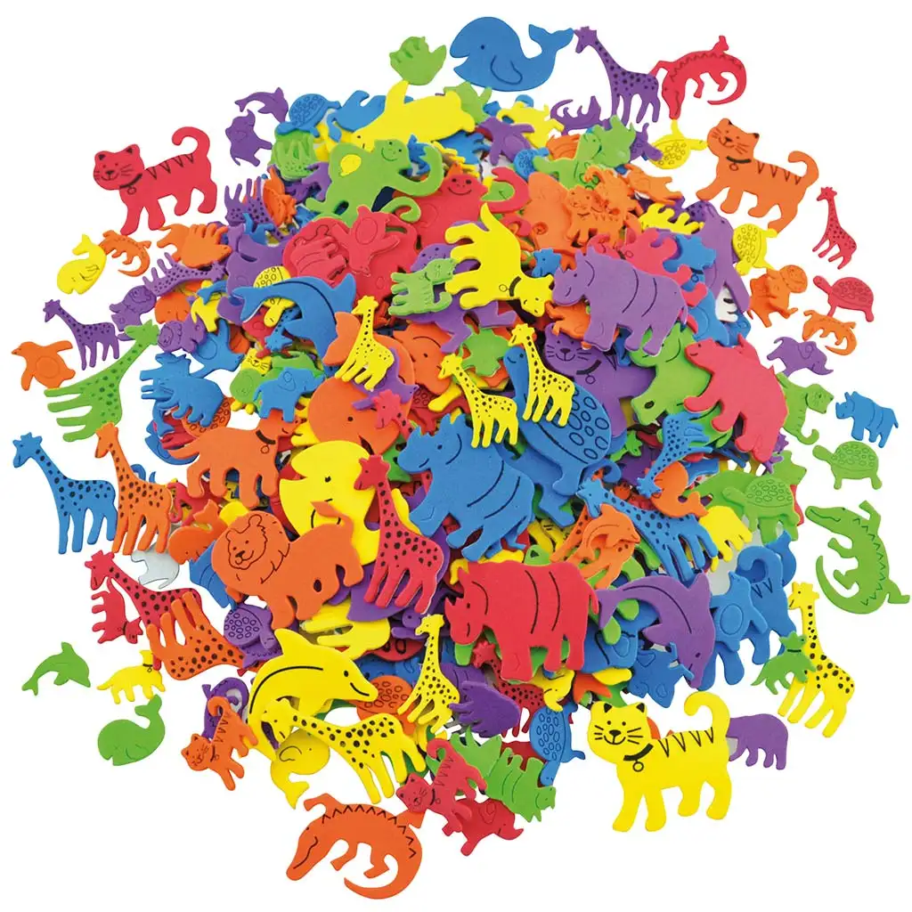PlayBox: Figure decorative di animali in schiuma colorata di diverse dimensioni, confezione da 500 pezzi