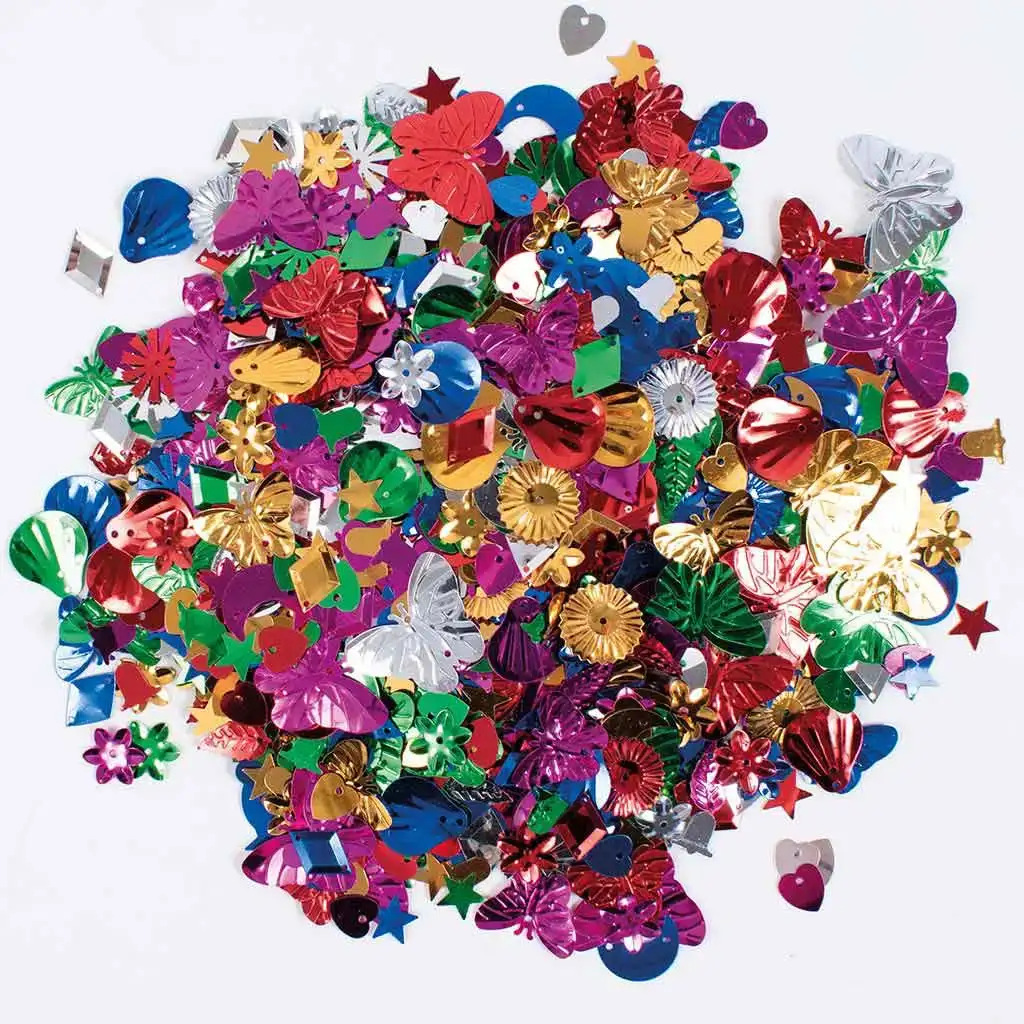 PlayBox: Paillettes colorate in diversi colori, dimensioni e forme, confezione da 250g