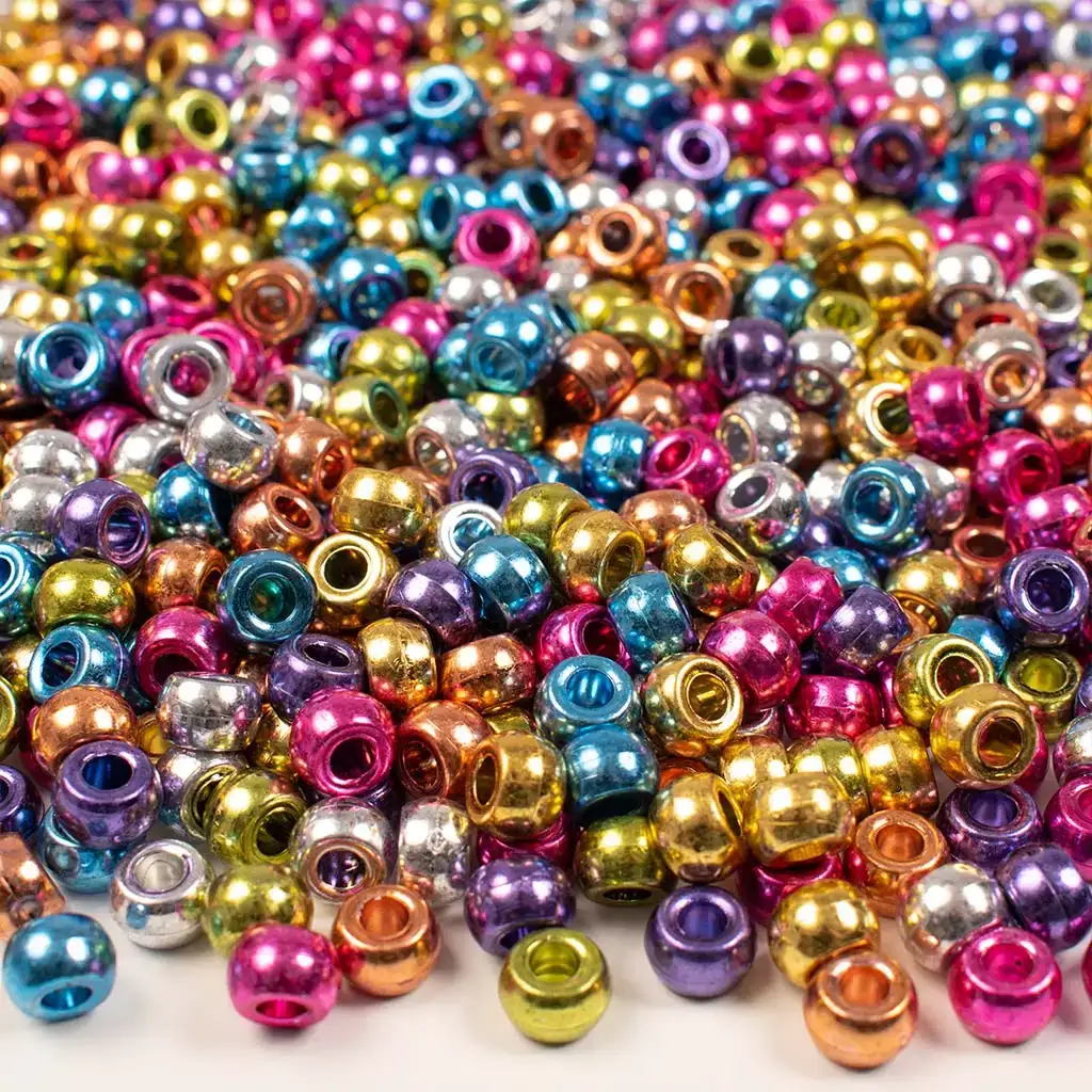 PlayBox: Perline colorate a forma di cilindro in colori metallici, confezione da 1000 pezzi