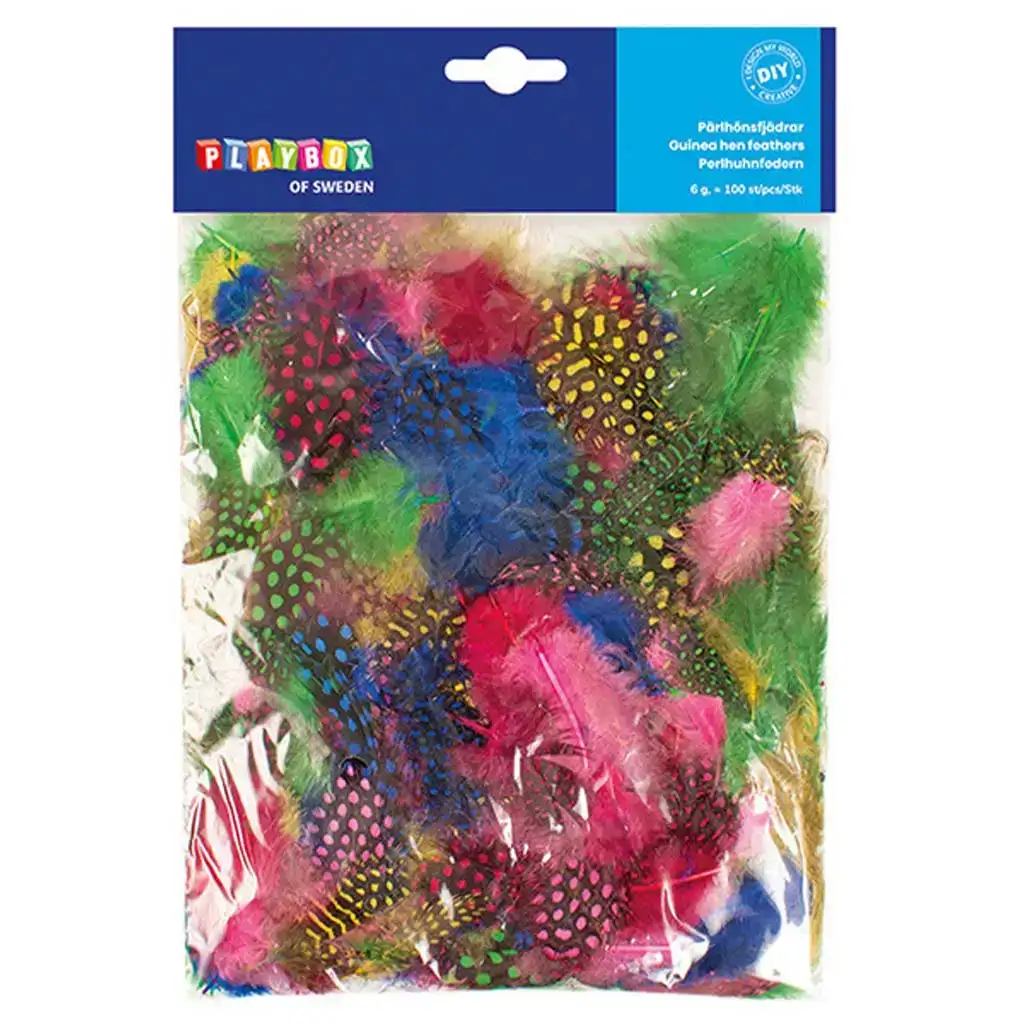 PlayBox: Piume decorative di gallina colorate confezione da 100 pezzi