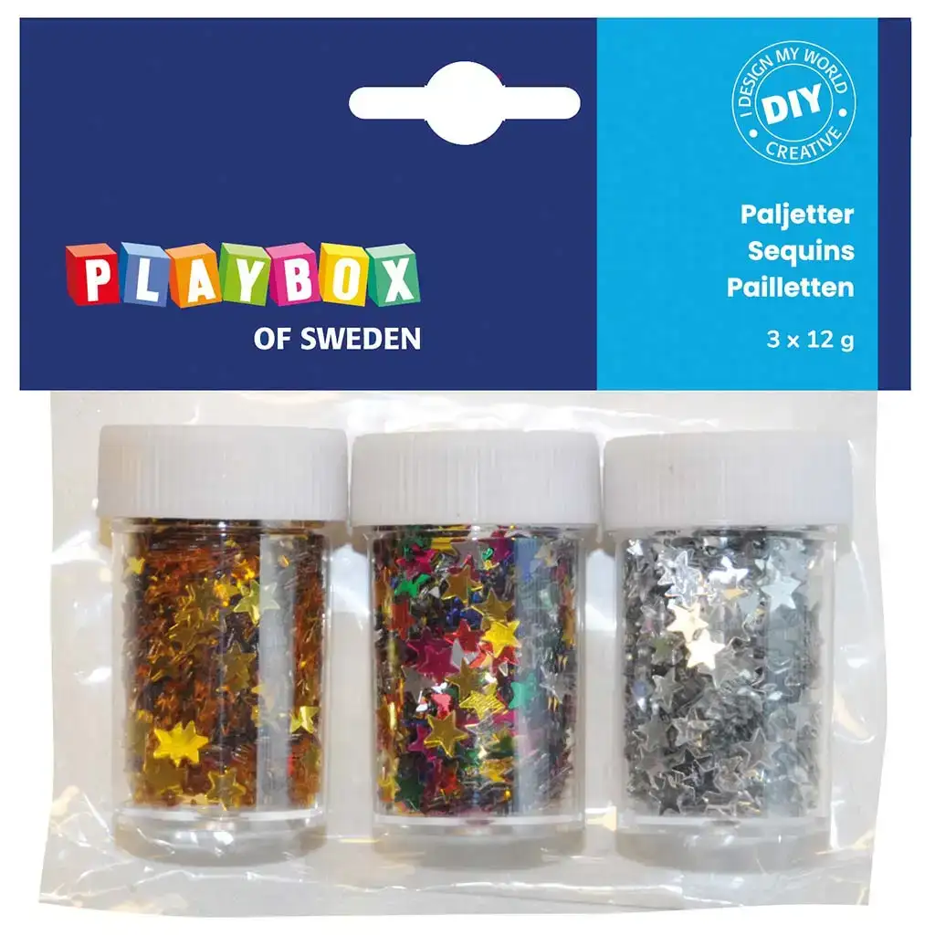 PlayBox: Stelle decorative in diversi colori confezione da 3x12g