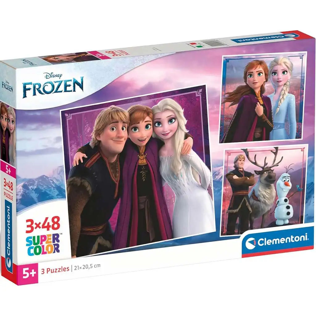 Puzzle Supercolor 3x48 pezzi con i protagonisti di Frozen - Clementoni