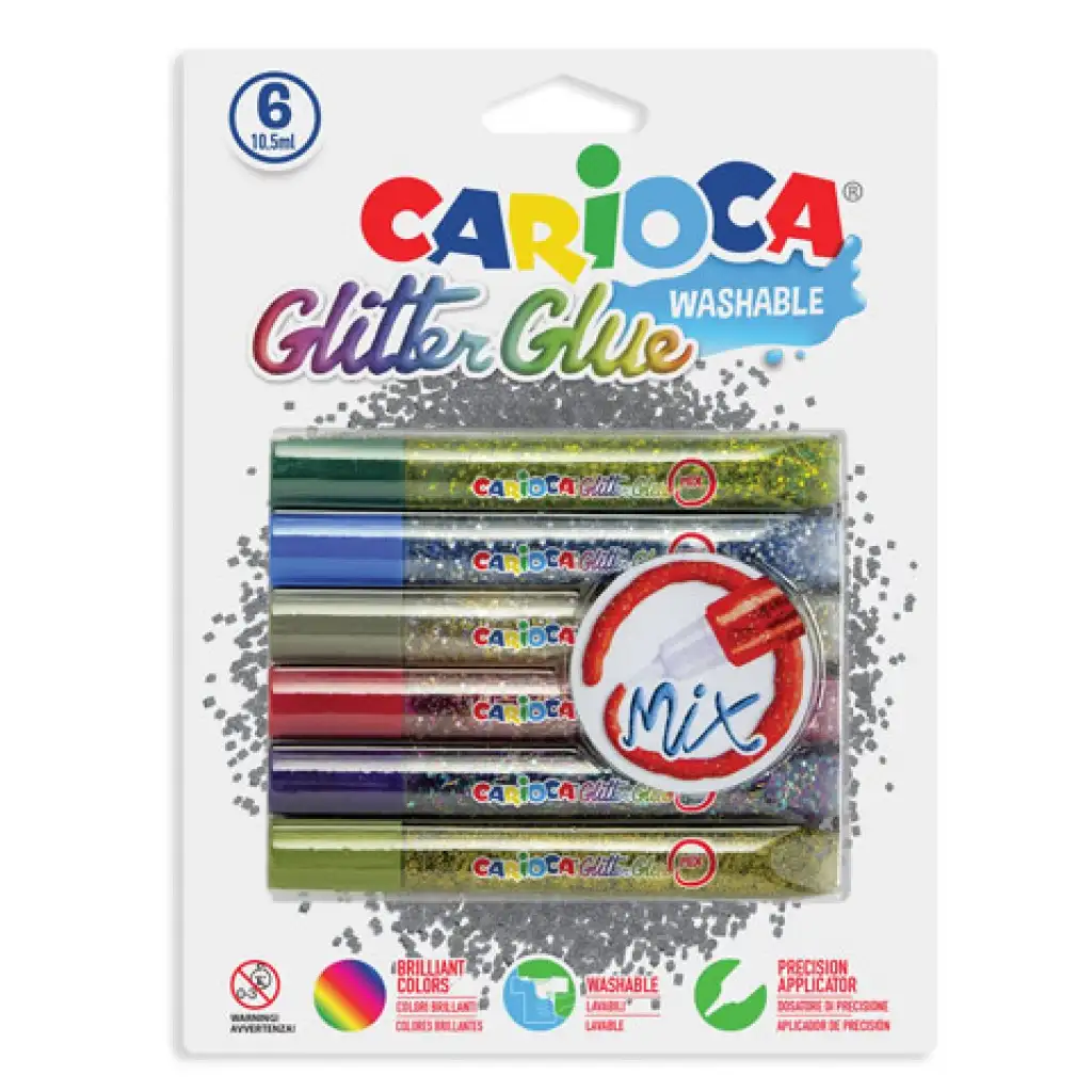 Set decorativo con glitter multicolore da 6 pezzi