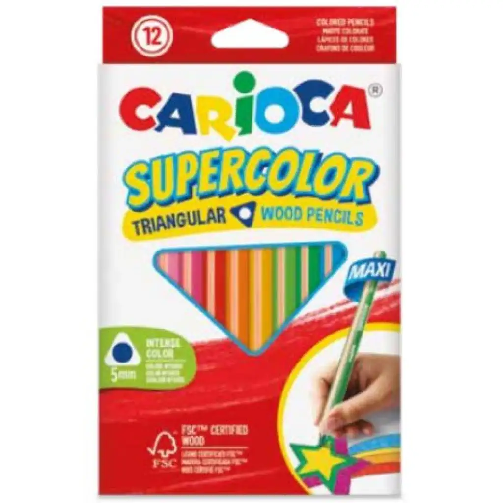 Set di 12 matite colorate maxi a forma di triangolo SuperColor - Carioca
