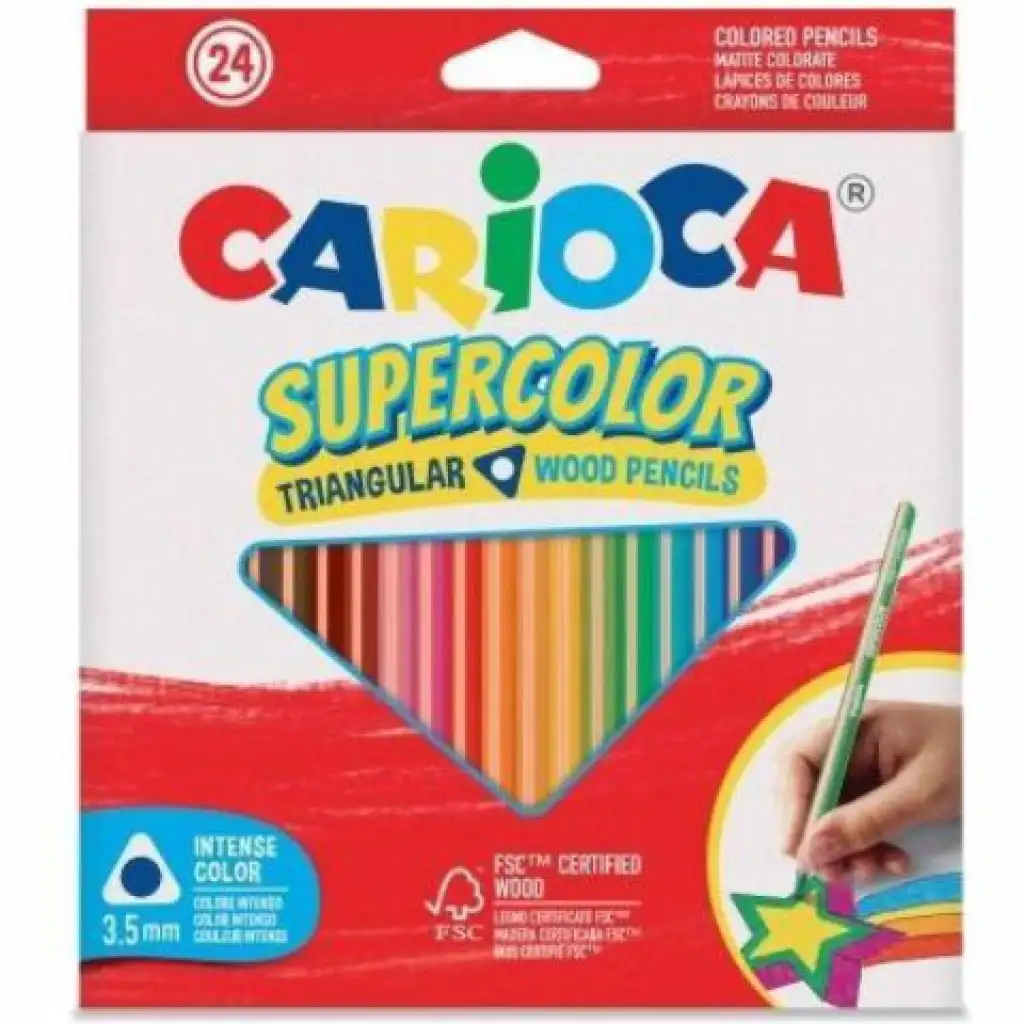 Set di 24 matite colorate a forma di triangolo SuperColor - Carioca