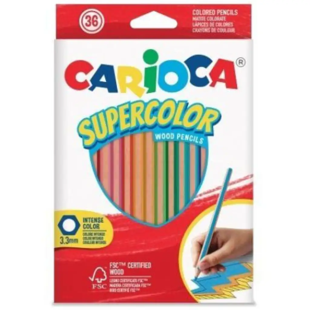 Set di 36 matite colorate a forma di triangolo SuperColor - Carioca