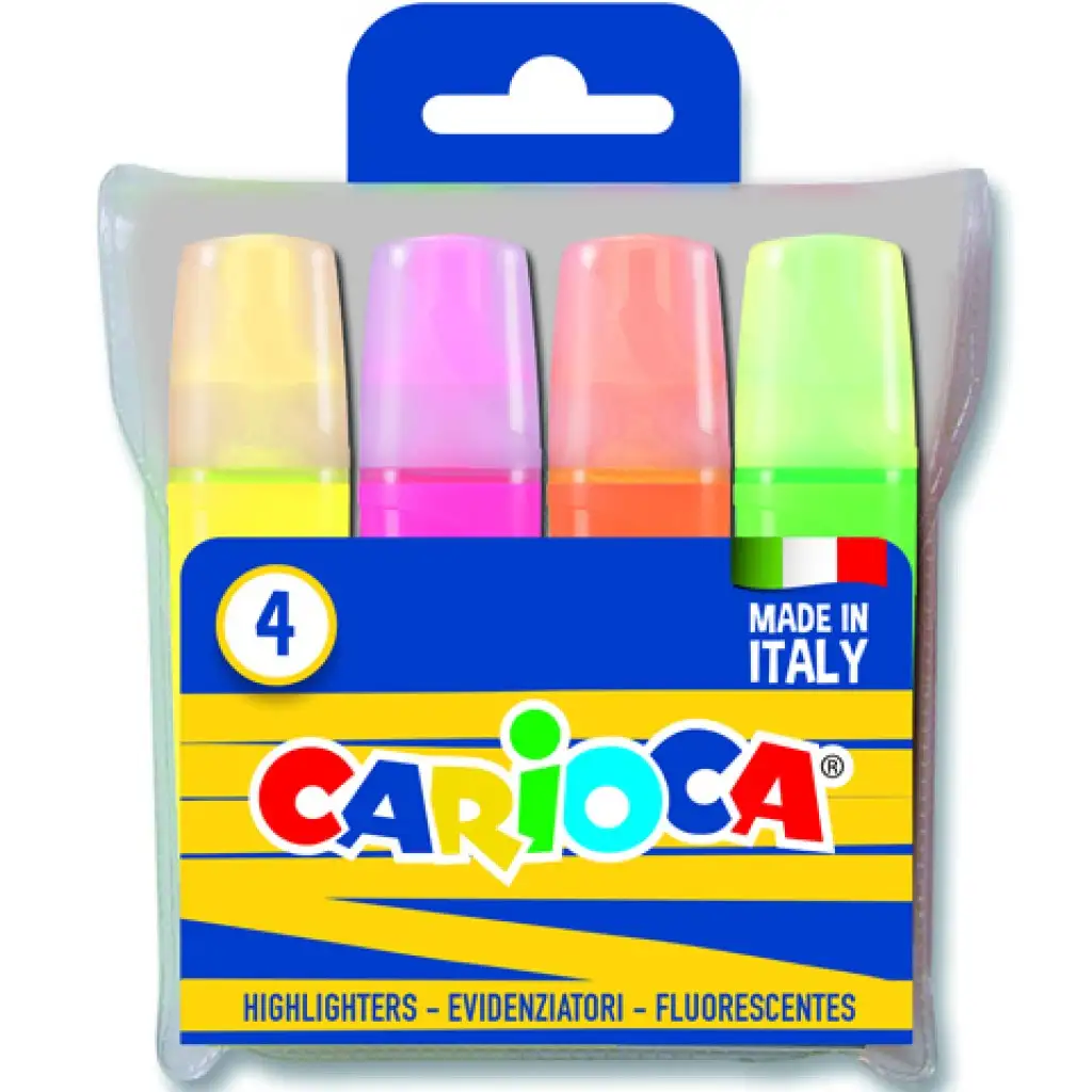 Set di evidenziatori fluorescenti colorati 4 pezzi - Carioca