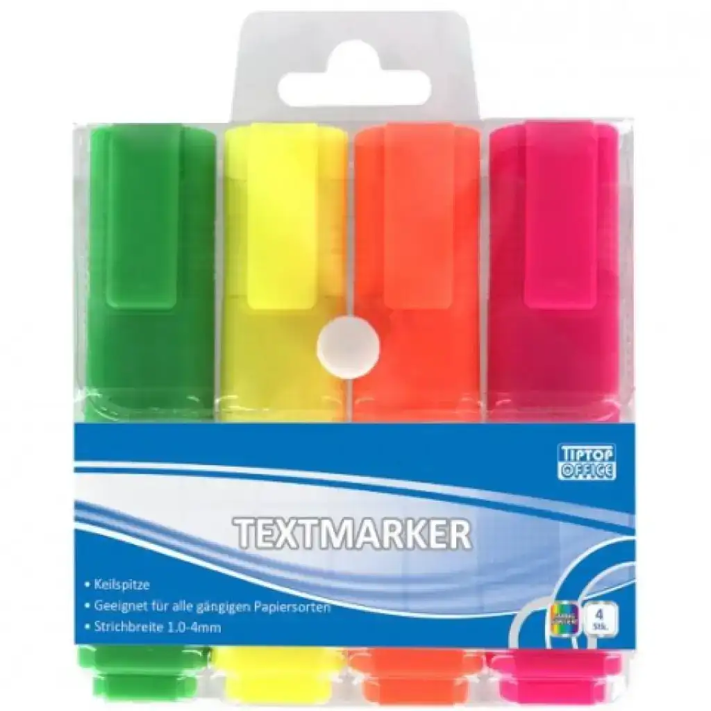 Spirit: Evidenziatori neon set da 4 pezzi con punta tagliata da 1-4 mm