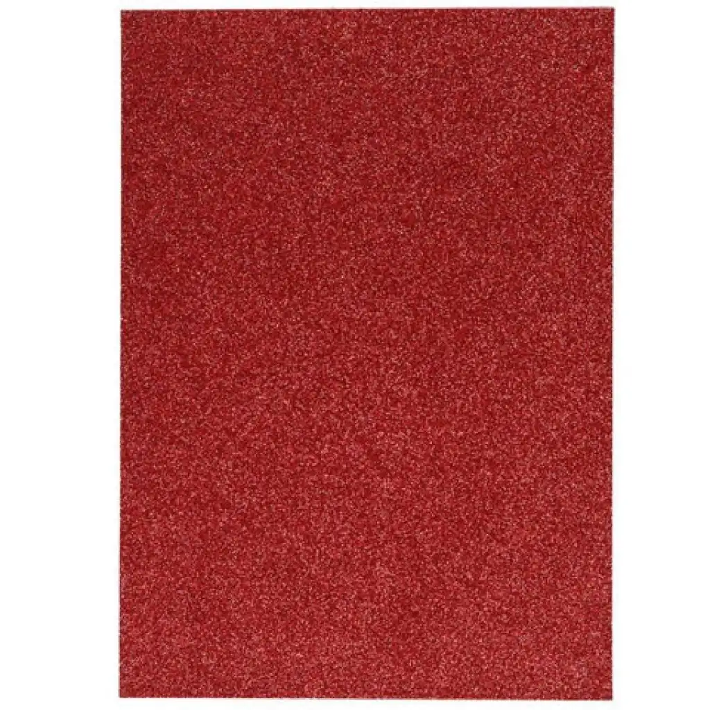 Spirit: Foglio di schiuma decorativa autoadesiva con glitter, colore rosso, formato A4, 1 pezzo