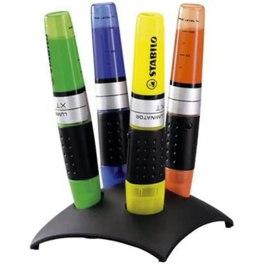 Stabilo: Luminator XT evidenziatori di diversi colori set da 4 pezzi con supporto da tavolo