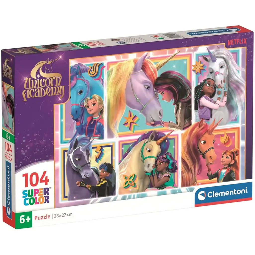 Unicorn Academy insieme agli unicorni puzzle Supercolor da 104 pezzi - Clementoni