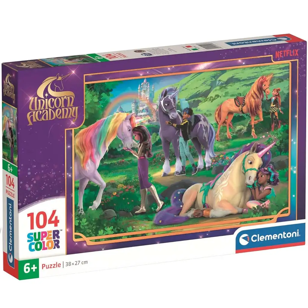 Unicorno Accademia amicizia arcobaleno puzzle Supercolor da 104 pezzi - Clementoni