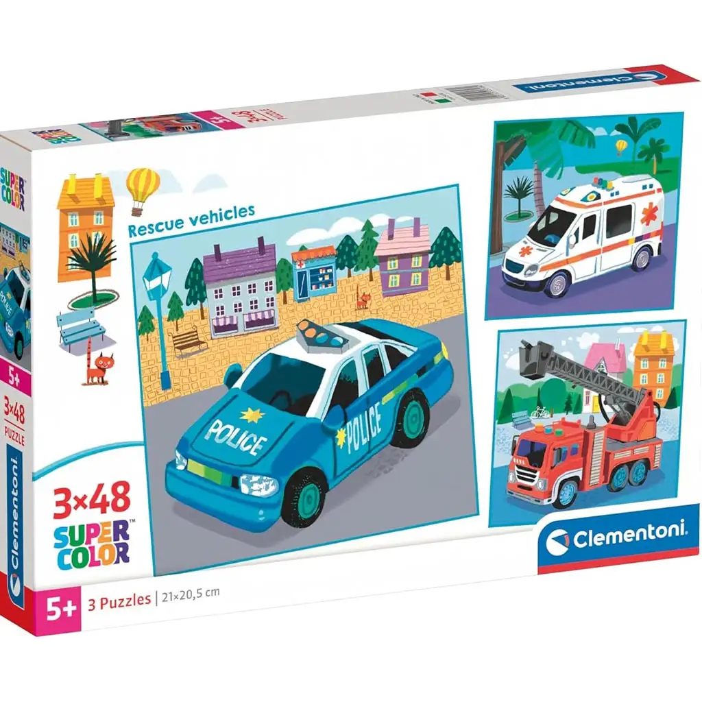 Veicoli di soccorso 3x48 pezzi Supercolor puzzle - Clementoni