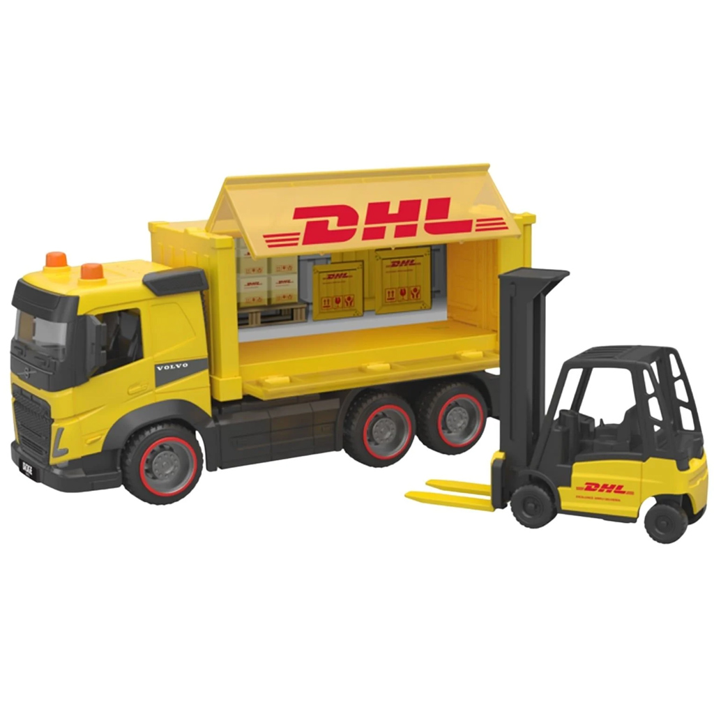 DHL Volvo camion con carrello elevatore - Dickie Toys immagine 2