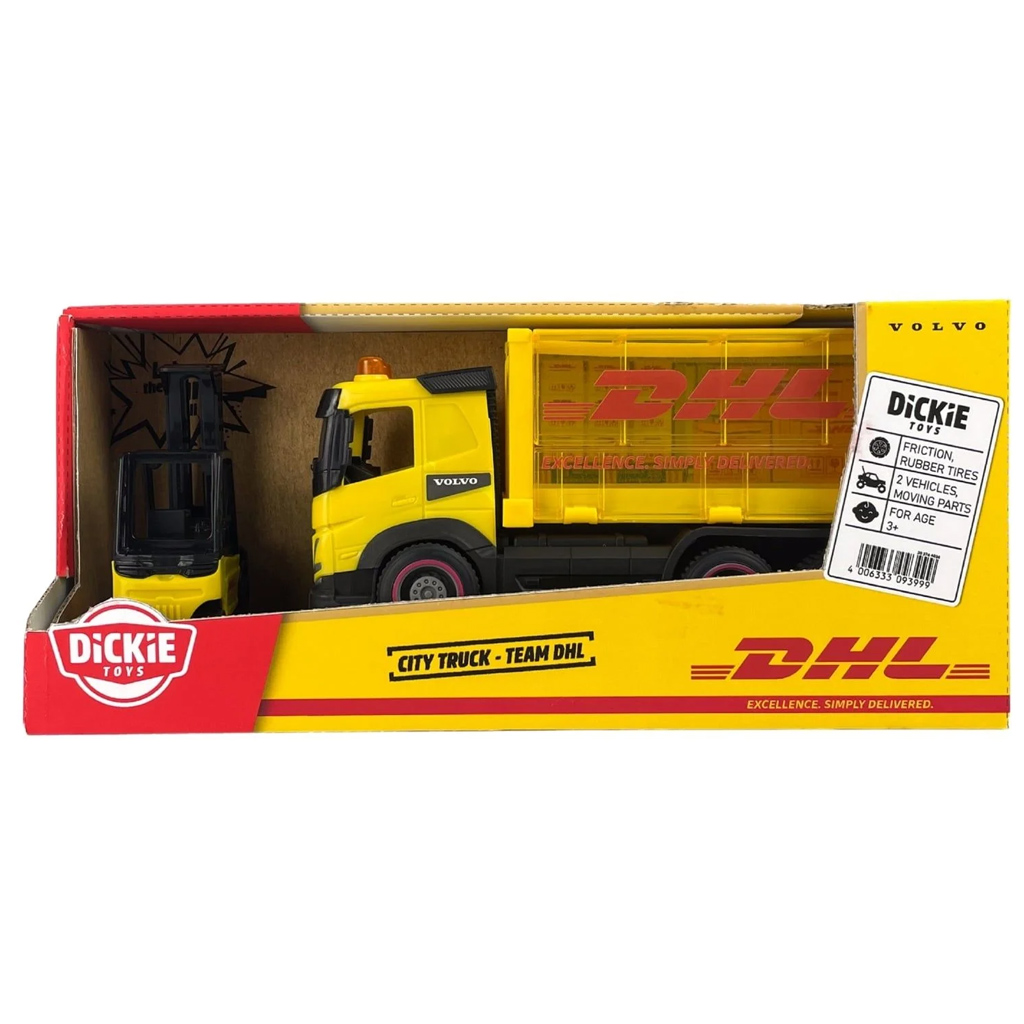 DHL Volvo camion con carrello elevatore - Dickie Toys immagine 1