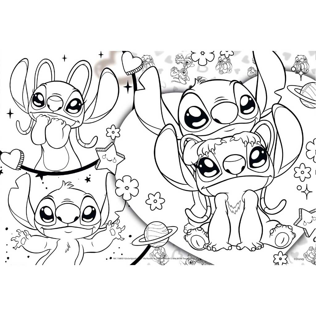 Disney Stitch 2 in 1 puzzle da 250 pezzi e da colorare 50x35cm - Lisciani immagine 2