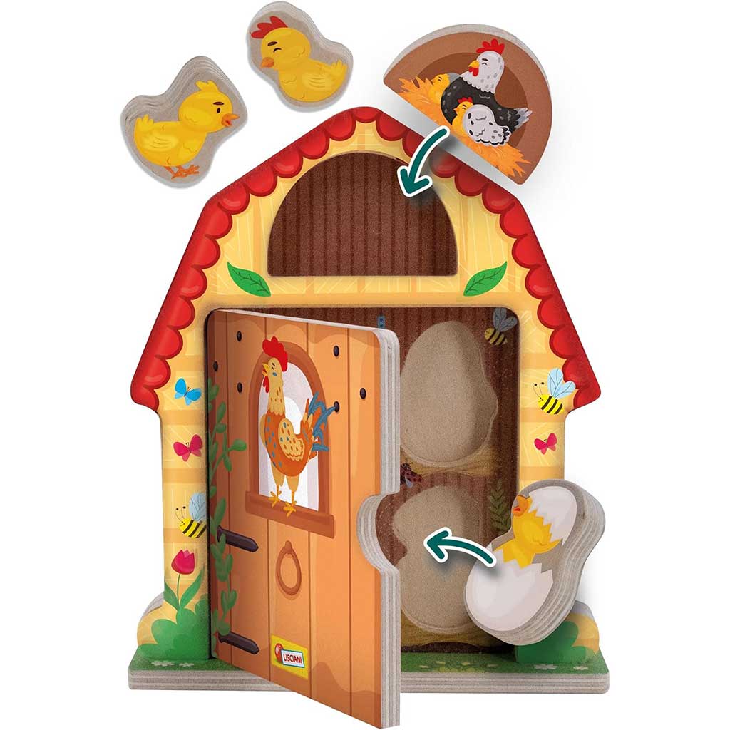 Gioco educativo in legno Montessori con famiglia di polli - Lisciani immagine 2