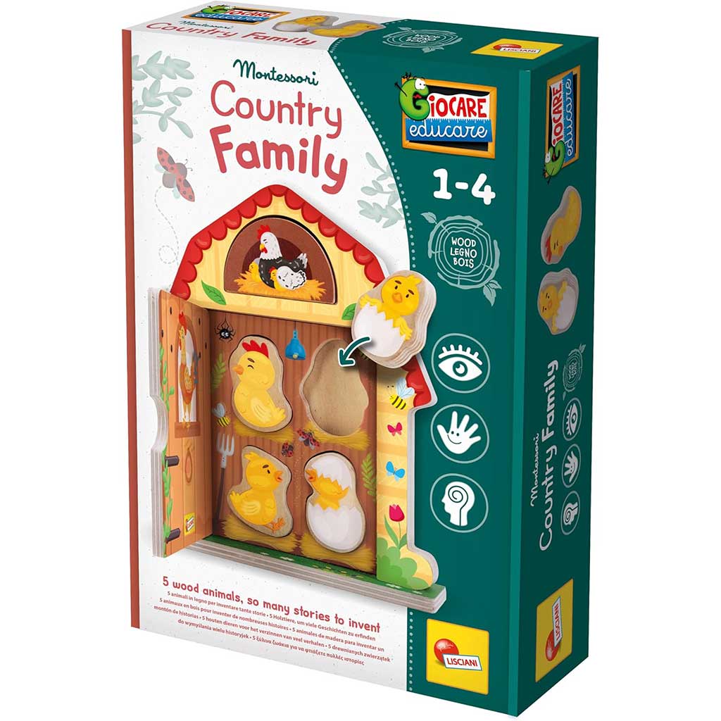 Gioco educativo in legno Montessori con famiglia di polli - Lisciani immagine 1