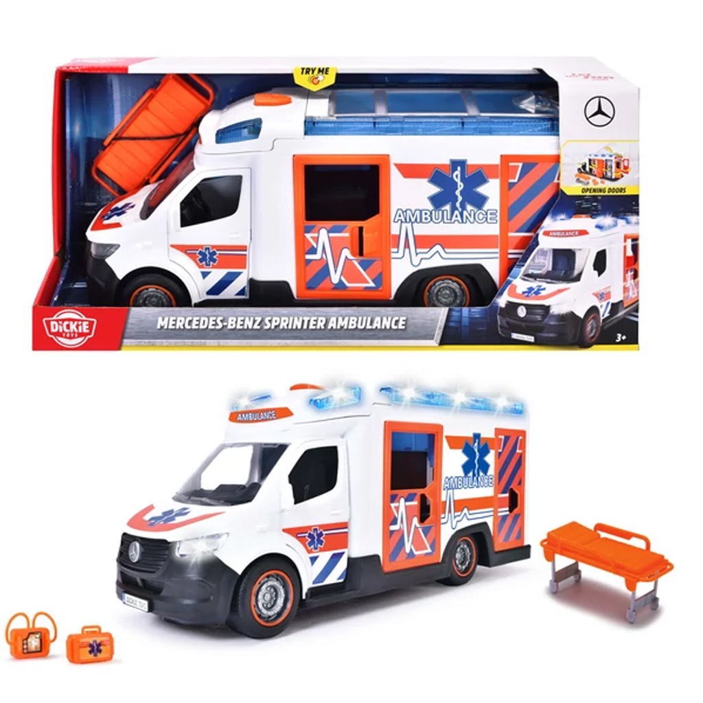 Mercedes-Benz Sprinter Ambulanza auto con luce e suono 35cm - Dickie Toys immagine 1