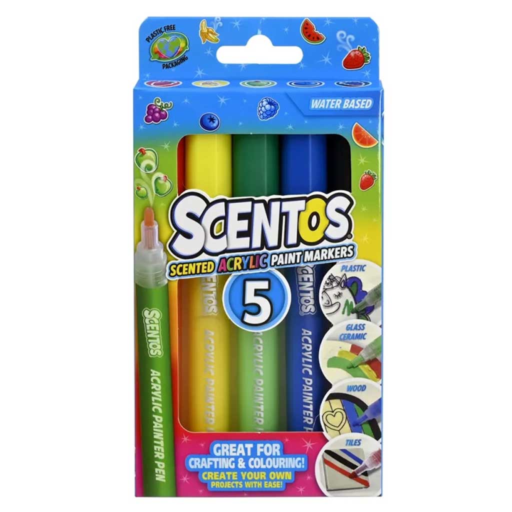 Scentos Pennarelli acrilici profumati in colori neon 5 pezzi immagine 1