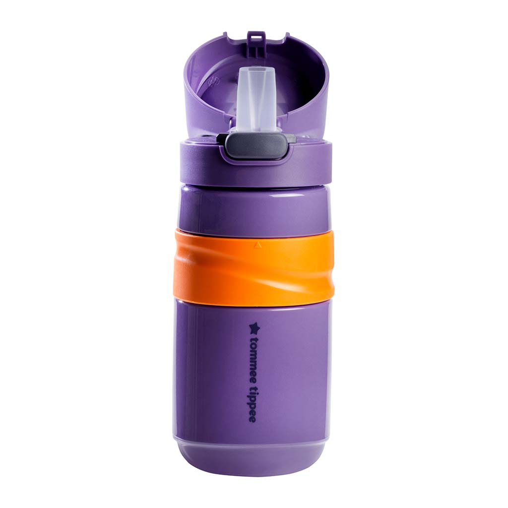 Tommee Tippee: Superstar Flip top straw bicchiere con cannuccia viola 500ml (18 mesi+) immagine 2