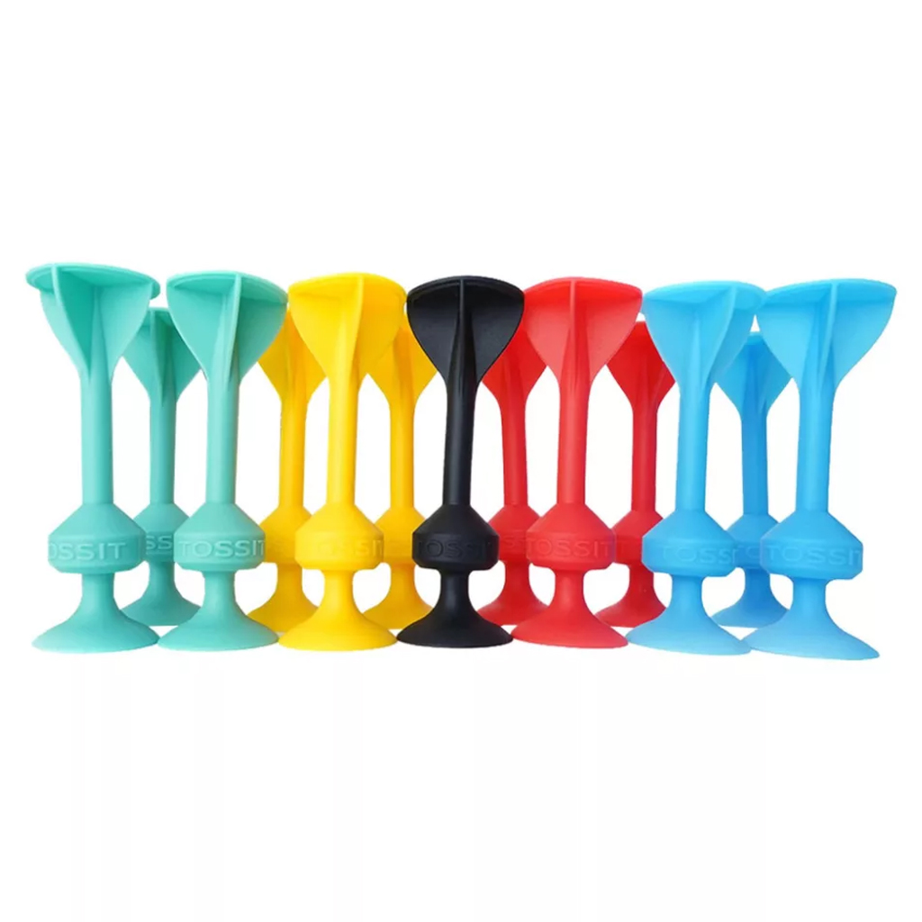 Tossit Family Pack – Rosso, Turchese, Blu, Giallo gioco da tavolo con dardi adesivi immagine 1