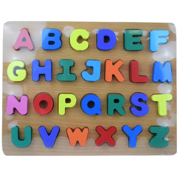 ABC puzzle in legno colorato con lettere maiuscole 30x22cm immagine 1