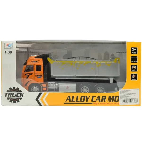 Alloy Car: Camion ribaltabile a retrocarica con luci e suoni 19cm immagine 5