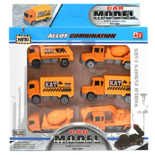 Alloy Car: Set di 6 camion da costruzione 8cm immagine 2