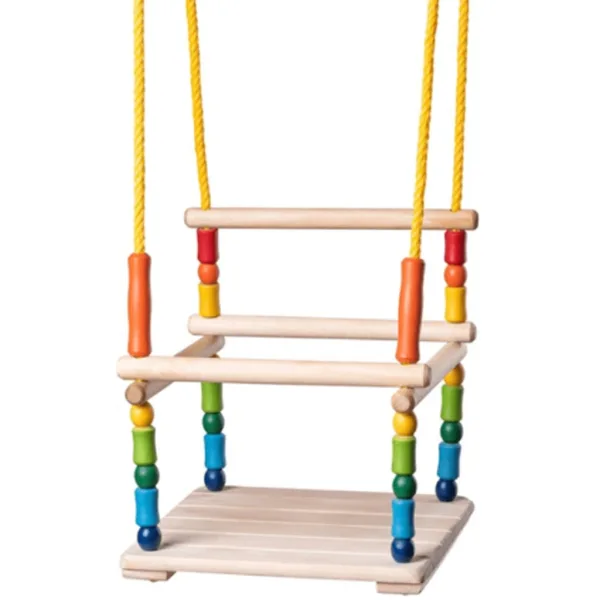 Altalena in legno colorata con schienale - Woodyland immagine 1