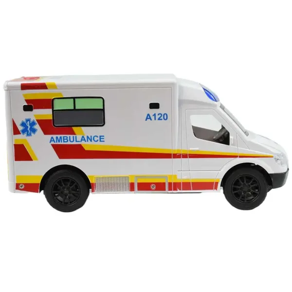 Ambulanza bianca telecomandata RC con effetti luminosi 2,4GHz scala 1/12 30cm immagine 4