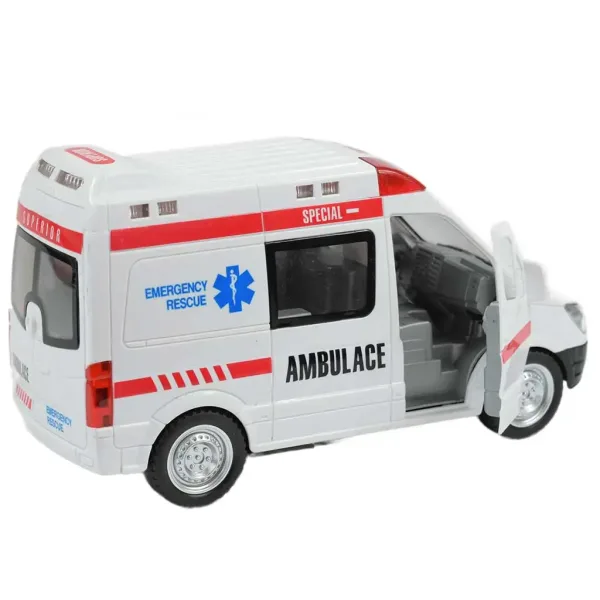 Ambulanza telecomandata RC con effetti luminosi, scala 1/48, 27 MHz, 23 cm immagine 2