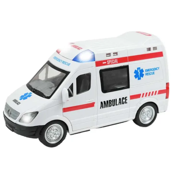 Ambulanza telecomandata RC con effetti luminosi, scala 1/48, 27 MHz, 23 cm immagine 3