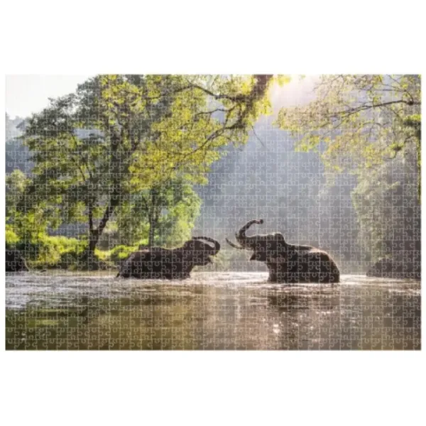 Animal Planet: Elefanti nel lago puzzle da 1000 pezzi immagine 2