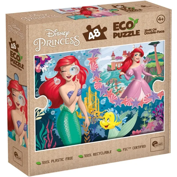 Ariel due mondi 2 in 1 puzzle eco mini da 48 pezzi e libro da colorare 35x25cm - Lisciani immagine 1